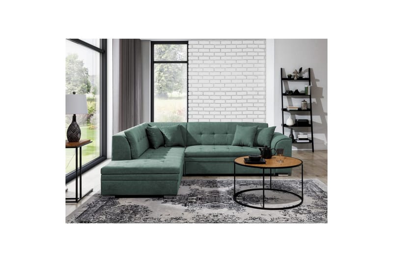 Hörnsoffa Eltap Pieretta 260x207x78 cm - Poco 100, Grön, Vänster - Möbler - Vardagsrum - Bäddsoffor