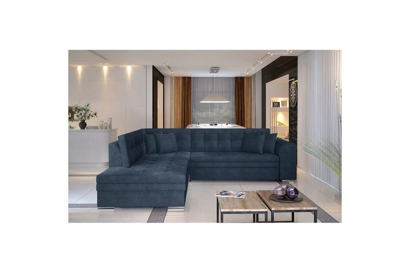 Hörnsoffa Eltap Pieretta 260x207x78 cm - Omega 86, Blå, Vänster - Möbler - Vardagsrum - Bäddsoffor