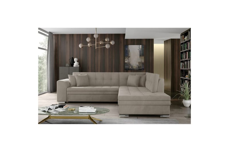 Hörnsoffa Eltap Pieretta 260x207x78 cm - Paros 02, Beige, Höger - Möbler - Vardagsrum - Bäddsoffor