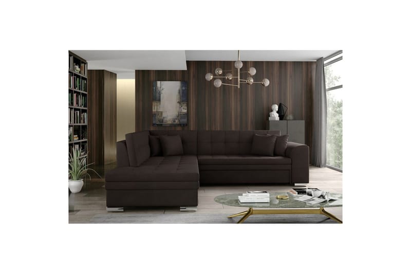 Hörnsoffa Eltap Pieretta 260x207x78 cm - Jasmine 29, Brun, Vänster - Möbler - Vardagsrum - Bäddsoffor