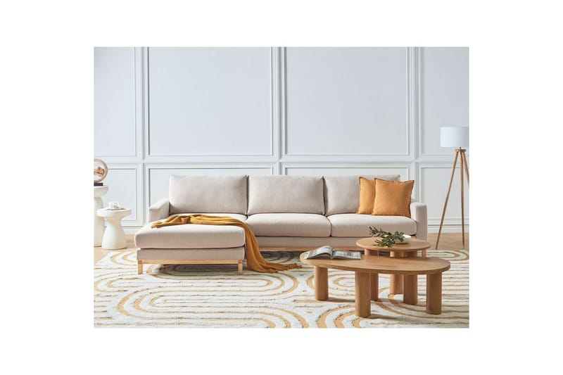 Hörnsoffa Siggard Beige, ljust trä - Beige, ljust trä - Möbler - Vardagsrum - Soffgrupper