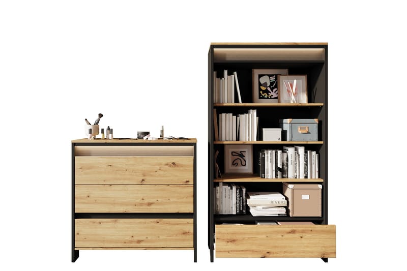 Huddinge Möbelset För Vardagsrum - Brun/Svart - Möbler - Vardagsrum - Möbelset för vardagsrum