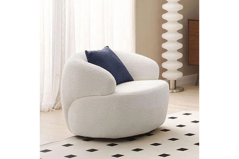 Hungirr Rund Fåtölj i Boucle med Modern Design - Vit - Möbler - Vardagsrum - Fåtöljer