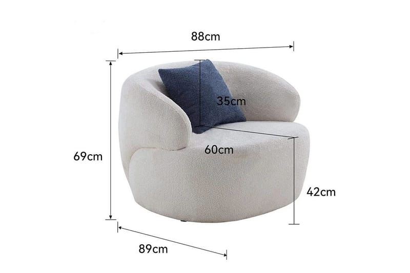 Hungirr Rund Fåtölj i Boucle med Modern Design - Vit - Möbler - Vardagsrum - Fåtöljer