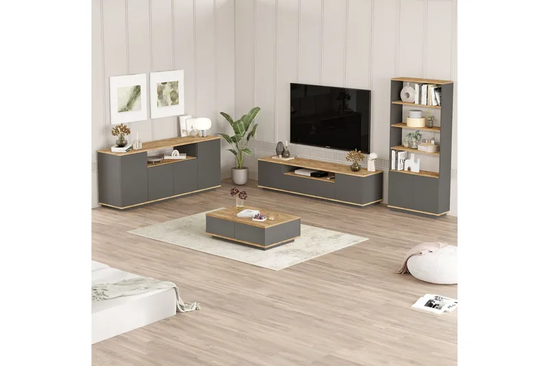 Jaivind Möbelset För Vardagsrum - Brun/Antracit - Möbler - Vardagsrum - Möbelset för vardagsrum