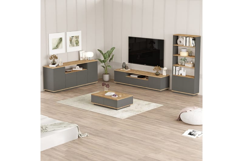 Jaivind Möbelset För Vardagsrum - Brun/Antracit - Möbler - Vardagsrum - Möbelset för vardagsrum