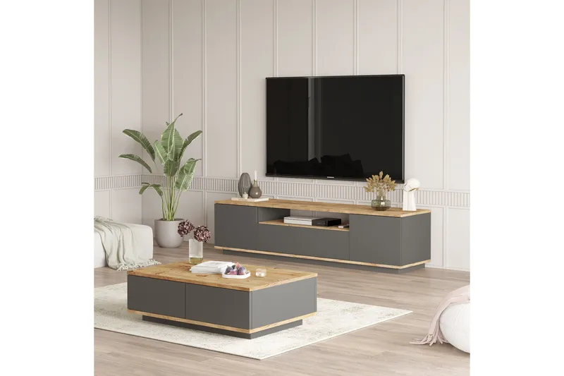 Jaivind Möbelset För Vardagsrum - Brun/Antracit - Möbler - Vardagsrum - Möbelset för vardagsrum