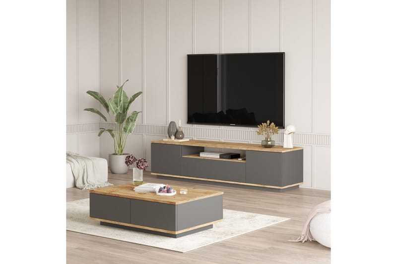 Jaivind Möbelset För Vardagsrum - Brun/Antracit - Möbler - Vardagsrum - Möbelset för vardagsrum