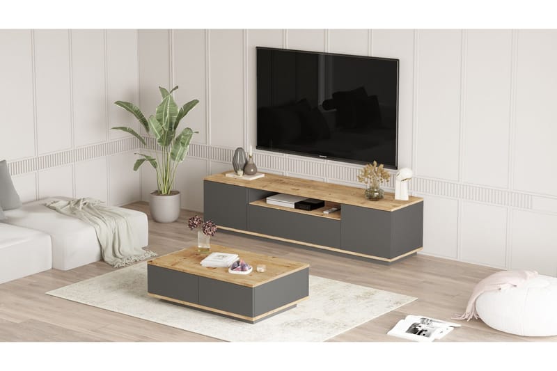 Jaivind Möbelset För Vardagsrum - Brun/Antracit - Möbler - Vardagsrum - Möbelset för vardagsrum