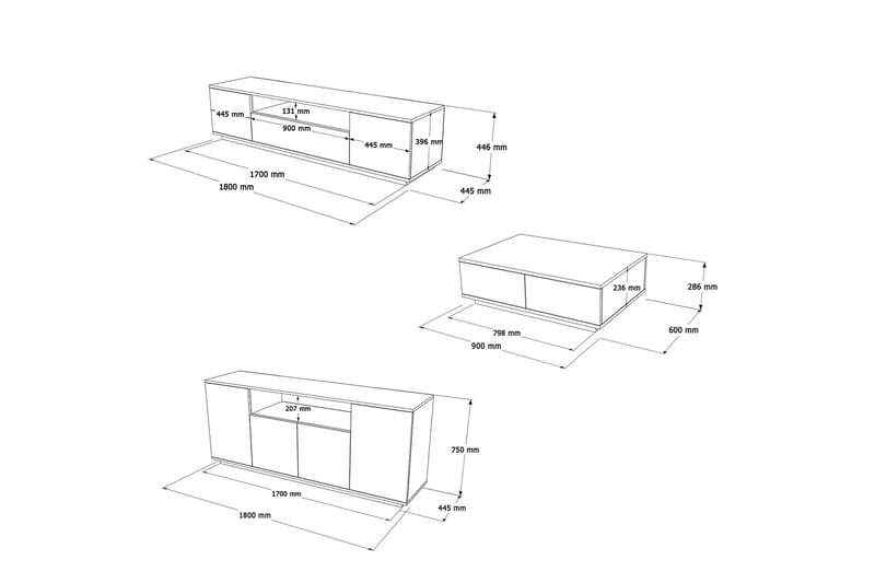 Jaivind Möbelset För Vardagsrum - Brun/Antracit - Möbler - Vardagsrum - Möbelset för vardagsrum