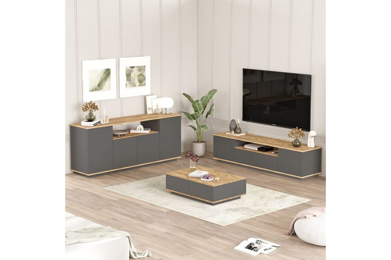Jaivind Möbelset För Vardagsrum - Brun/Antracit - Möbler - Vardagsrum - Möbelset för vardagsrum