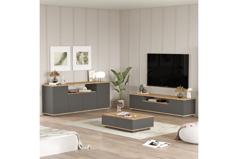 Jaivind Möbelset För Vardagsrum - Brun/Antracit - Möbler - Vardagsrum - Möbelset för vardagsrum
