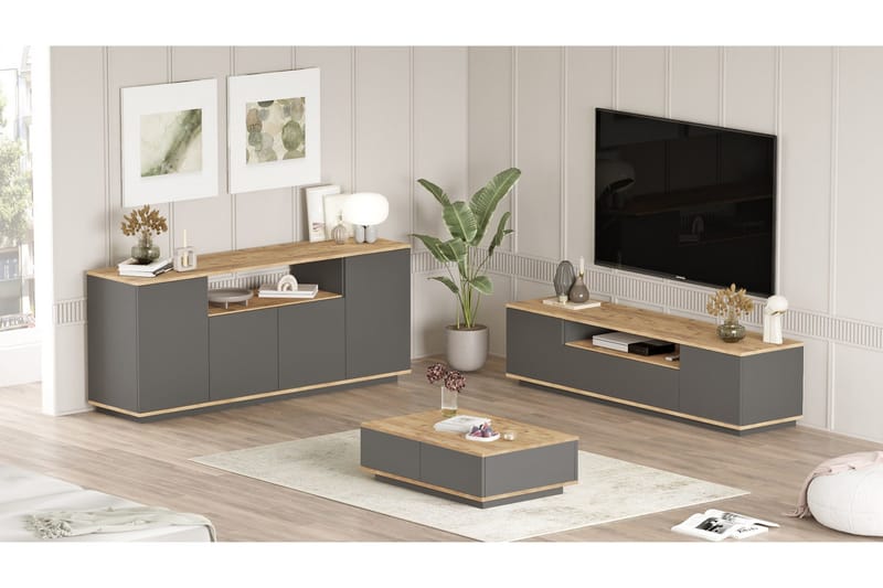 Jaivind Möbelset För Vardagsrum - Brun/Antracit - Möbler - Vardagsrum - Möbelset för vardagsrum