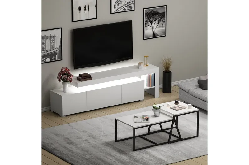 Jurukovo Möbelset För Vardagsrum - Vit - Möbler - Vardagsrum - Möbelset för vardagsrum