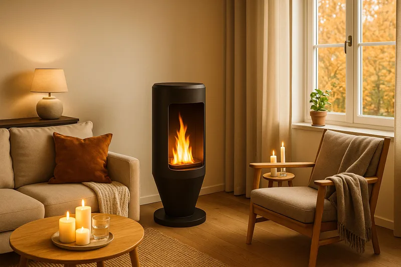 Corbo Fristående Rund Etanolkamin 83x40x40 cm i Stål - Svart - Möbler - Vardagsrum - Kamin - Skorstensfri kamin - Etanolkamin