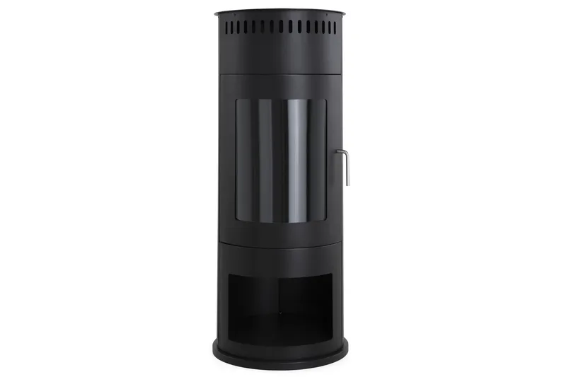 Corbo Fristående Rund Etanolkamin 112x45x45 cm i Glas och rostfritt stål - Svart - Möbler - Vardagsrum - Kamin - Skorstensfri kamin - Etanolkamin