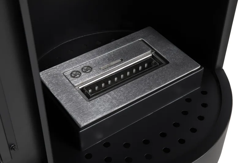 Corbo Fristående Rund Etanolkamin 112x45x45 cm i Glas och rostfritt stål - Svart - Möbler - Vardagsrum - Kamin - Skorstensfri kamin - Etanolkamin