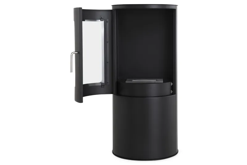 Corbo Fristående Rund Etanolkamin 96x44x30 cm i Stål och glas - Svart - Möbler - Vardagsrum - Kamin - Skorstensfri kamin - Etanolkamin