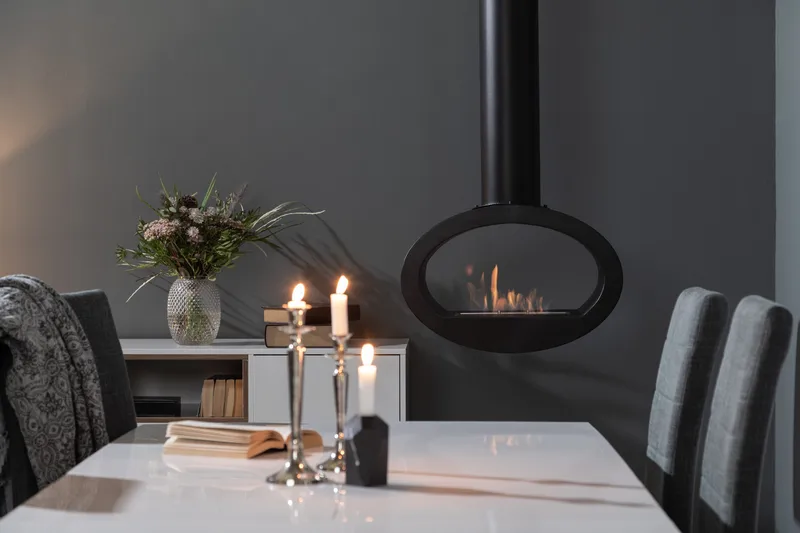 Mauro Takhängd Etanolkamin 190x60x40 cm i Stål - Svart - Möbler - Vardagsrum - Kamin - Skorstensfri kamin - Etanolkamin