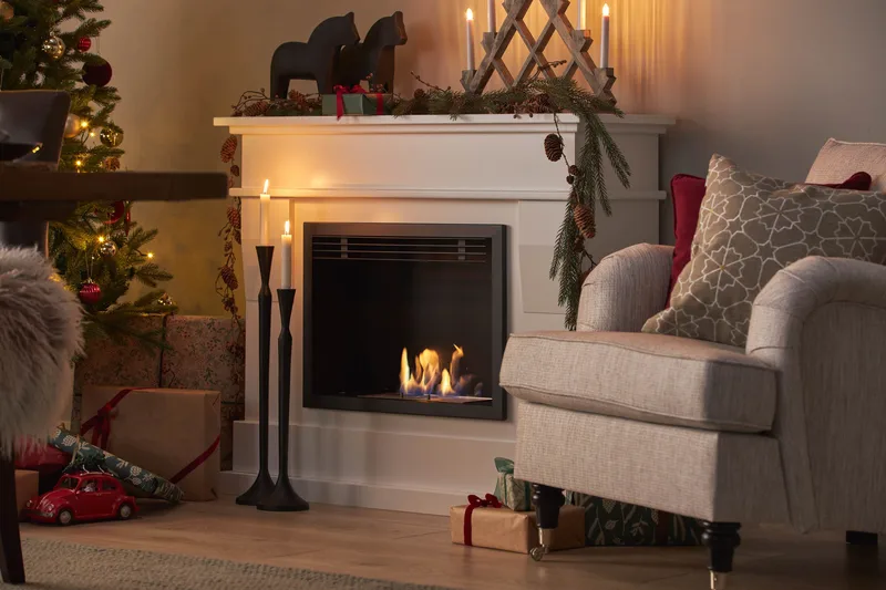 Route Braskamin Bioetanol Fristående MDF - Vit/Svart/Rostfritt Stål - Möbler - Vardagsrum - Kamin - Skorstensfri kamin - Etanolkamin