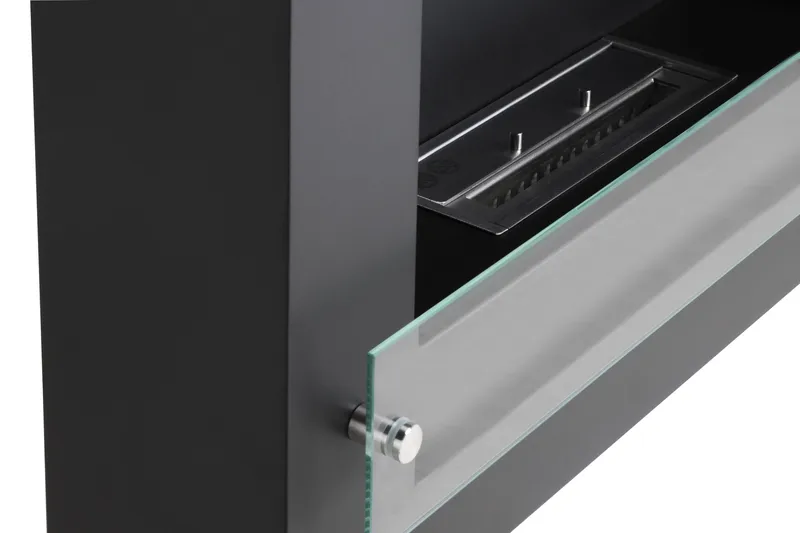 Vitalis Braskamin Bioetanol Vägghängd - Svart/Rostfritt Stål/Glas - Möbler - Vardagsrum - Kamin - Skorstensfri kamin - Etanolkamin