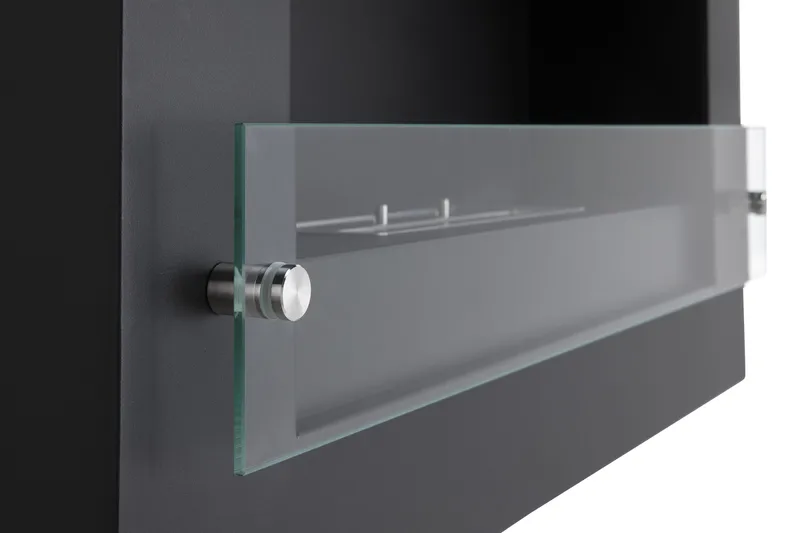 Vitalis Braskamin Bioetanol Vägghängd - Svart/Rostfritt Stål/Glas - Möbler - Vardagsrum - Kamin - Skorstensfri kamin - Etanolkamin