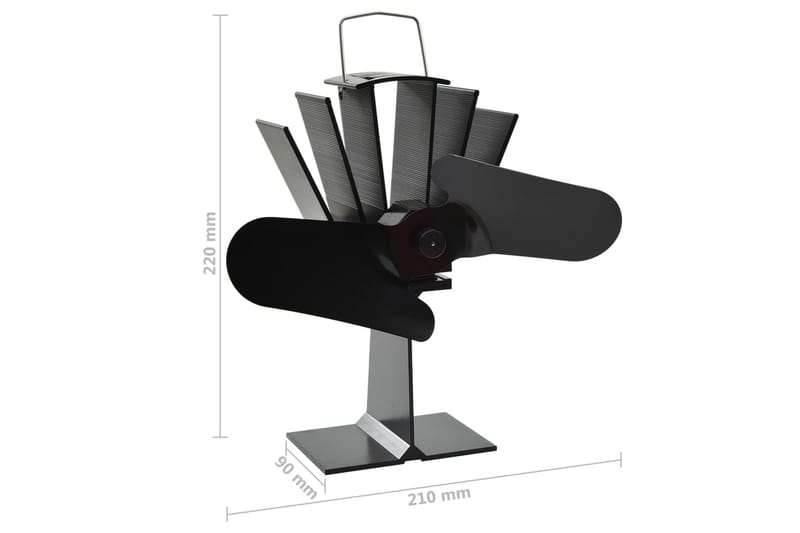Kaminfläkt 2 blad svart - Fläkt till kamin
