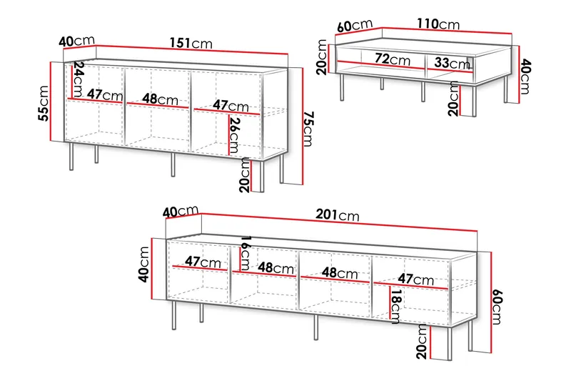 Laholm Möbelset För Vardagsrum - Svart - Möbler - Vardagsrum - Möbelset för vardagsrum