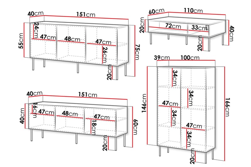Laholm Möbelset För Vardagsrum - Vit - Möbler - Vardagsrum - Möbelset för vardagsrum