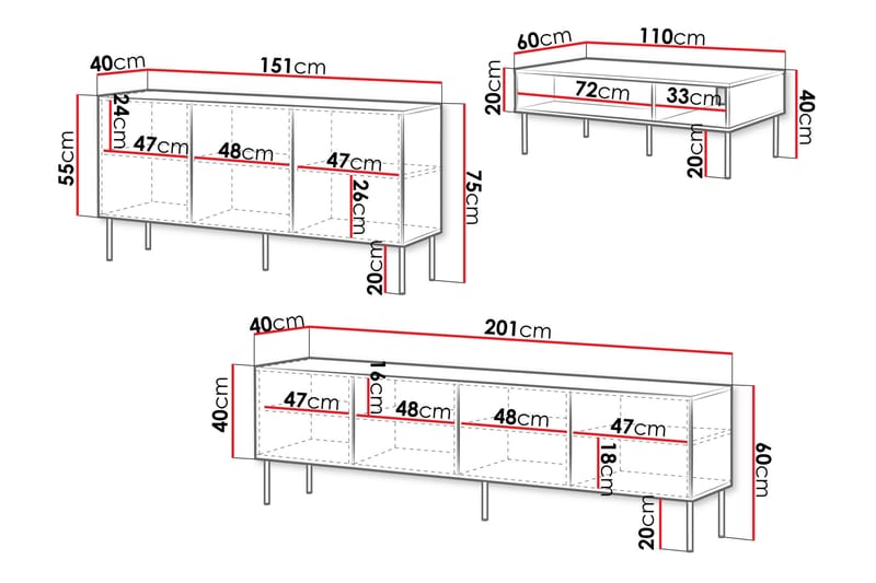 Laholm Möbelset För Vardagsrum - Vit - Möbler - Vardagsrum - Möbelset för vardagsrum