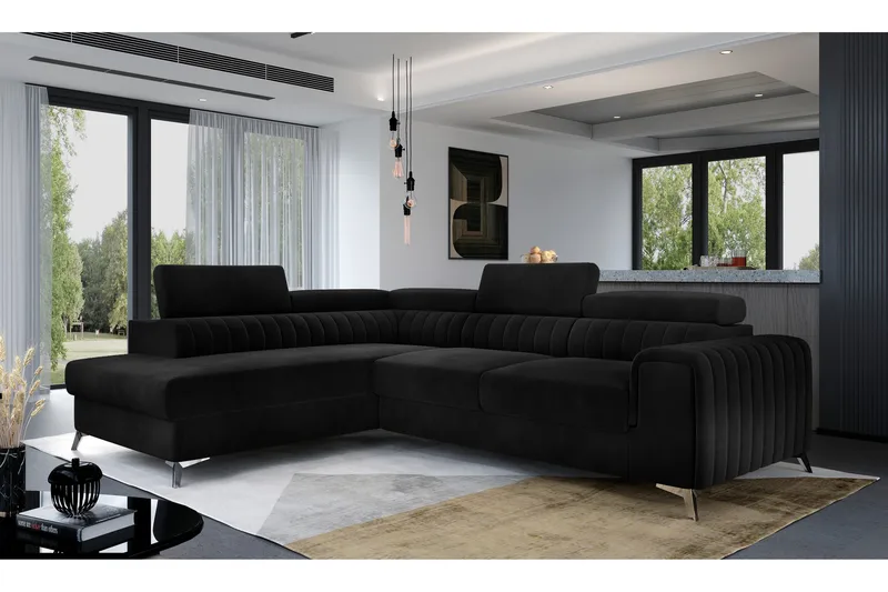 Laurece Schäslongsoffa Vänster - Svart - Möbler - Vardagsrum - Bäddsoffor