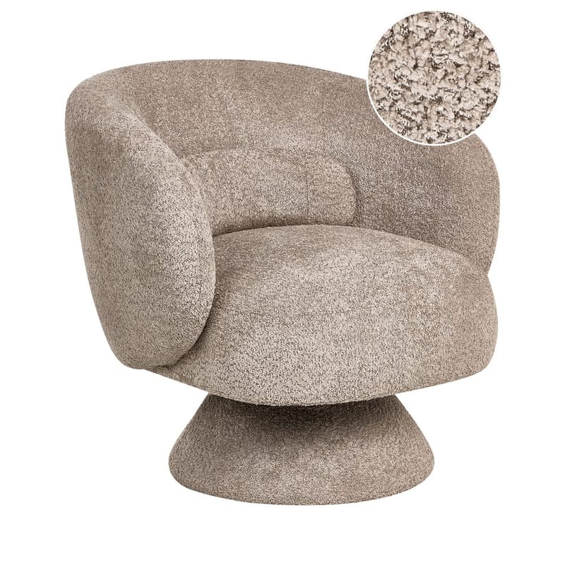 Lieksa Mysig Modern Rund Fåtölj i Bouclé, Taupe
