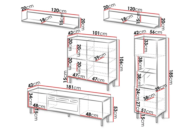 Lionel Möbelset För Vardagsrum - Kashmir - Möbler - Vardagsrum - Möbelset för vardagsrum