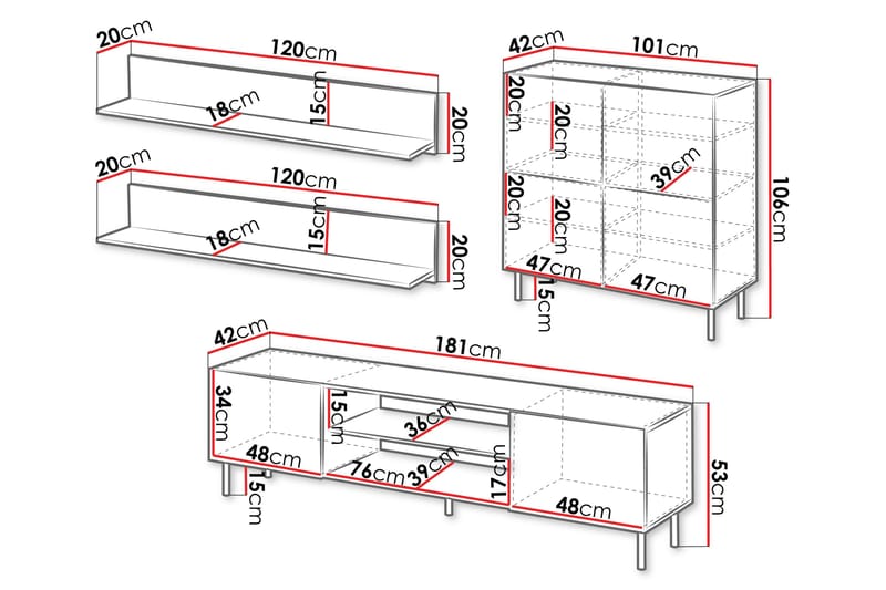 Lionel Möbelset För Vardagsrum - Kashmir - Möbler - Vardagsrum - Möbelset för vardagsrum