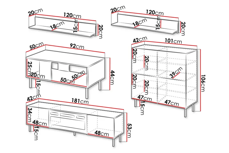 Lionel Möbelset För Vardagsrum - Kashmir - Möbler - Vardagsrum - Möbelset för vardagsrum