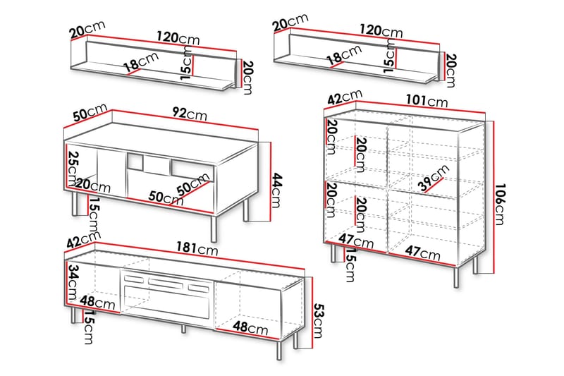 Lionel Möbelset För Vardagsrum - Kashmir - Möbler - Vardagsrum - Möbelset för vardagsrum