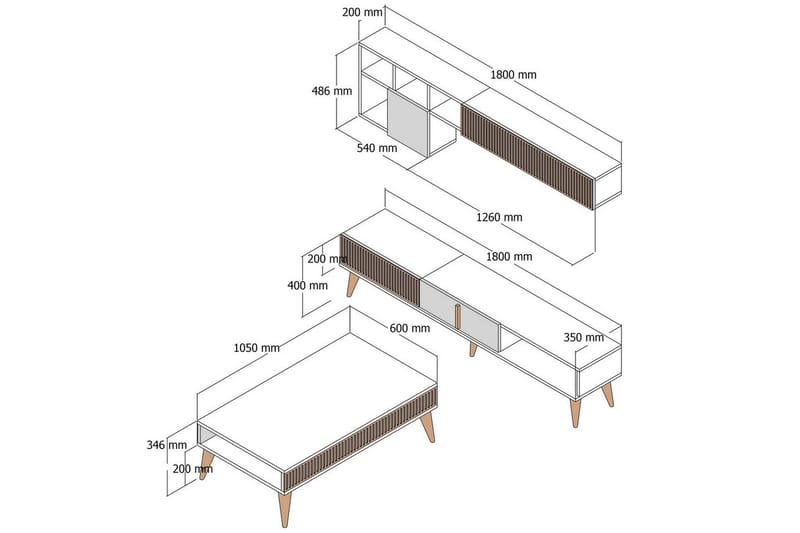 Lissione Möbelset För Vardagsrum - Natur/Vit - Möbler - Vardagsrum - Möbelset för vardagsrum