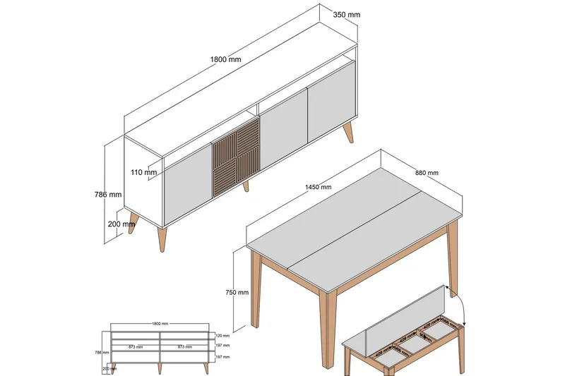 Lissione Möbelset För Vardagsrum - Hanah Home - Möbler - Vardagsrum - Möbelset för vardagsrum