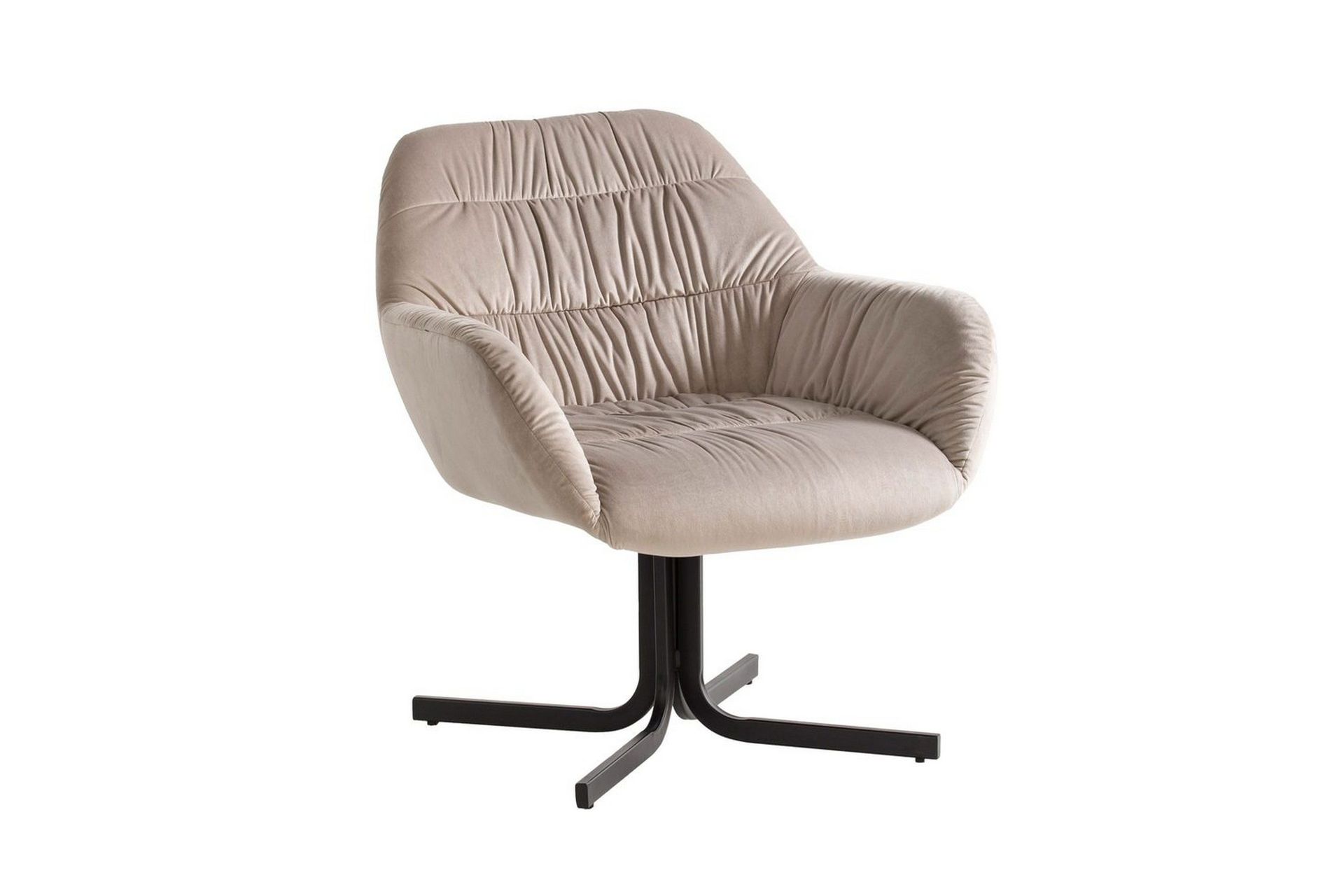 lounge & cocktailstol wohnling mysig sammet klädd, med armstöd, modern stil beige - beige