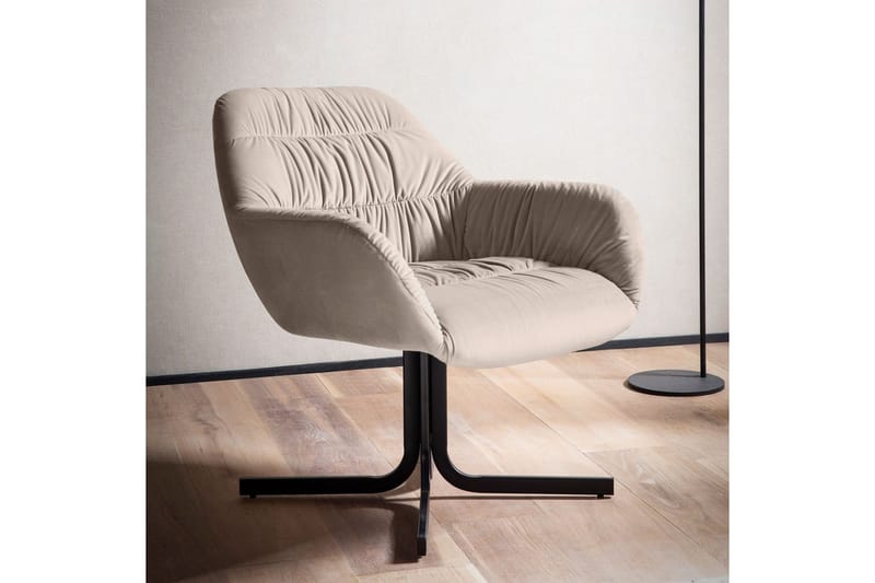 Lounge & Cocktailstol Wohnling mysig sammet klädd, med armstöd, modern stil Beige - Beige - Möbler - Vardagsrum - Fåtöljer