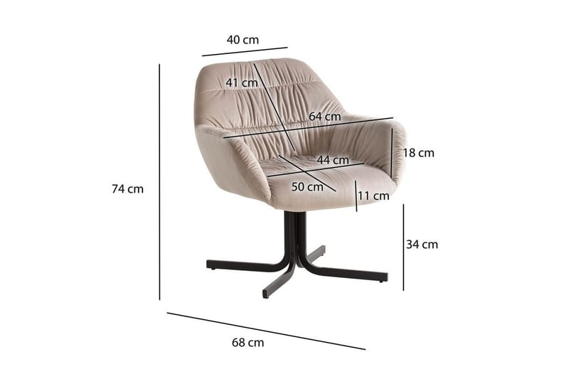 Lounge & Cocktailstol Wohnling mysig sammet klädd, med armstöd, modern stil Beige - Beige - Möbler - Vardagsrum - Fåtöljer