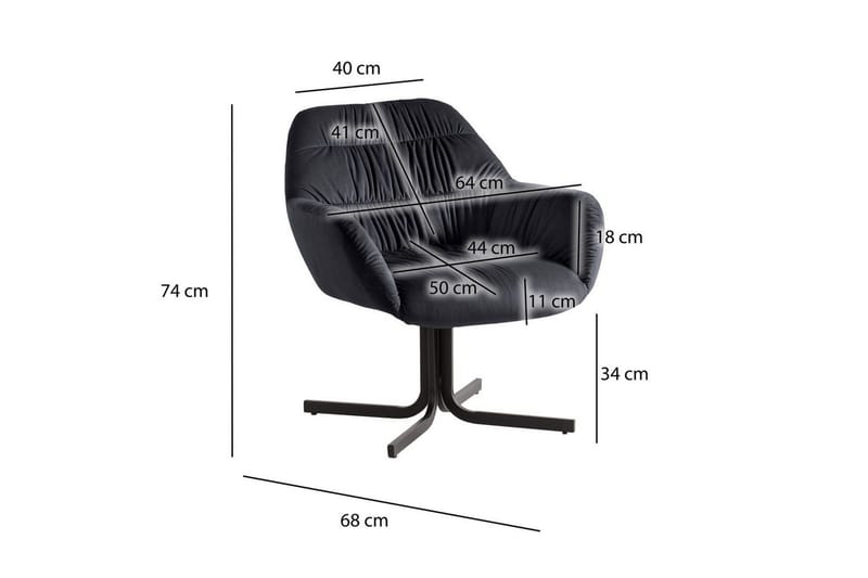 Lounge & Cocktailstol Wohnling mysig sammet klädd, med armstöd, modern stil Svart - Svart - Möbler - Vardagsrum - Fåtöljer