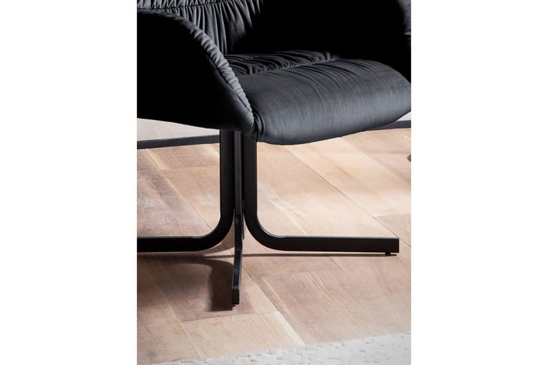 Lounge & Cocktailstol Wohnling mysig sammet klädd, med armstöd, modern stil Svart - Svart - Möbler - Vardagsrum - Fåtöljer