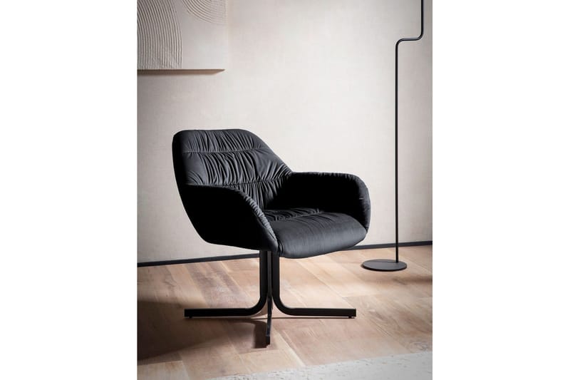 Lounge & Cocktailstol Wohnling mysig sammet klädd, med armstöd, modern stil Svart - Svart - Möbler - Vardagsrum - Fåtöljer