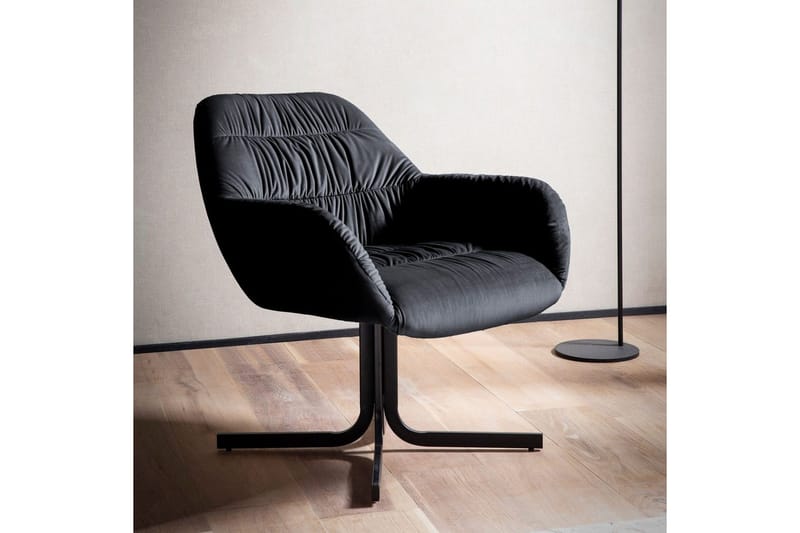 Lounge & Cocktailstol Wohnling mysig sammet klädd, med armstöd, modern stil Svart - Svart - Möbler - Vardagsrum - Fåtöljer