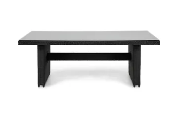 Marcus Stort Matbord Utomhus 200x100 cm – Utebord i konstrotting med glasskiva för Uteplats och Trädgård - Svart - Utemöbler - Trädgårdsbord & Utebord - Matbord ute