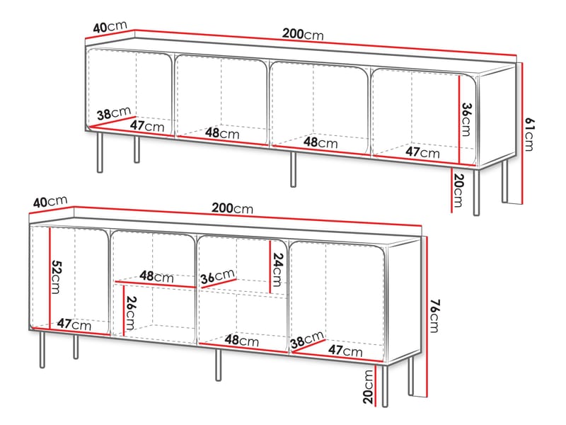 Marros Möbelset Skänk 200 cm - Beige - Möbler - Vardagsrum - Möbelset för vardagsrum