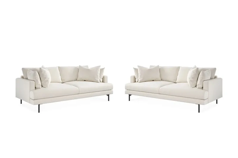 Menard Soffgrupp 4-sits + 4-sits Djup Sammetssoffa 225 cm bred - Krämvit - Möbler - Vardagsrum - Soffgrupper