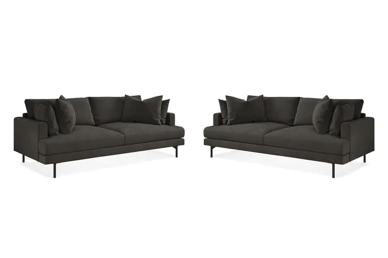 Menard Soffgrupp 4-sits + 4-sits Manchestersoffa - Mörkgrå - Möbler - Vardagsrum - Soffgrupper