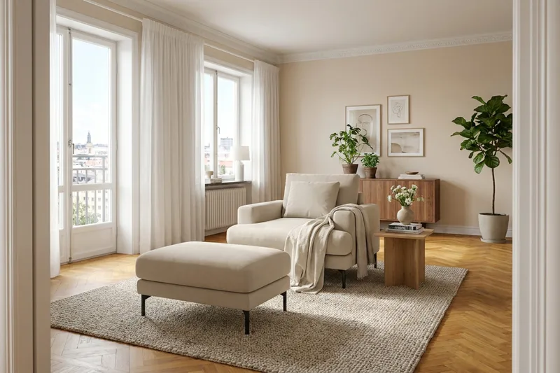 Menard Premium Fåtölj i Tyg - Beige - Möbler - Vardagsrum - Fåtöljer